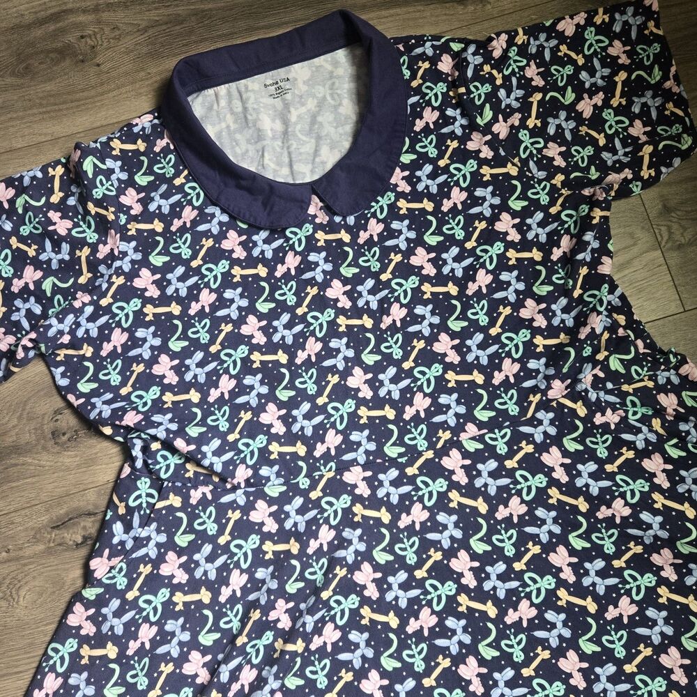 Svaha USA Organic Cotton Balloon Animal Dress 3XL Peter Pan Collar Pockets
